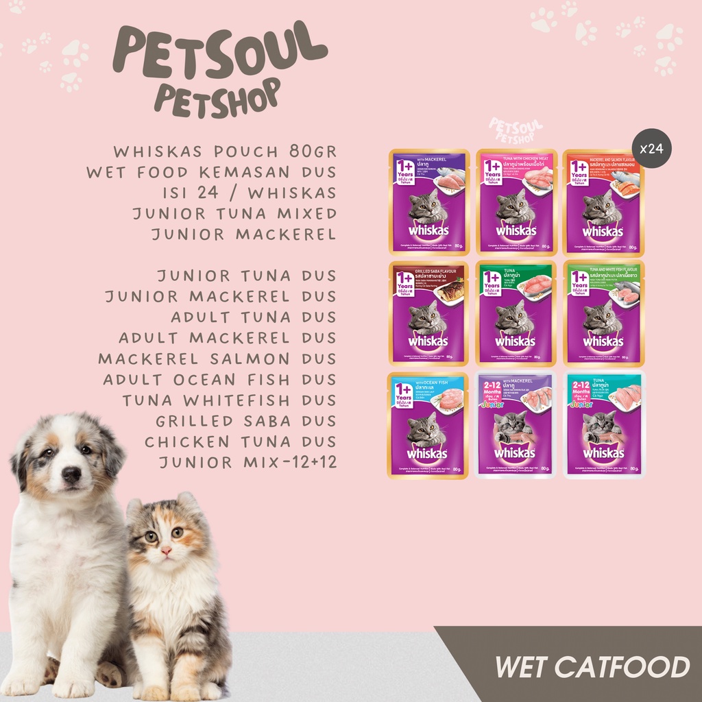 Jual Whiskas Pouch 80gr Wet Food Kemasan Dus isi 24 / Whiskas Junior