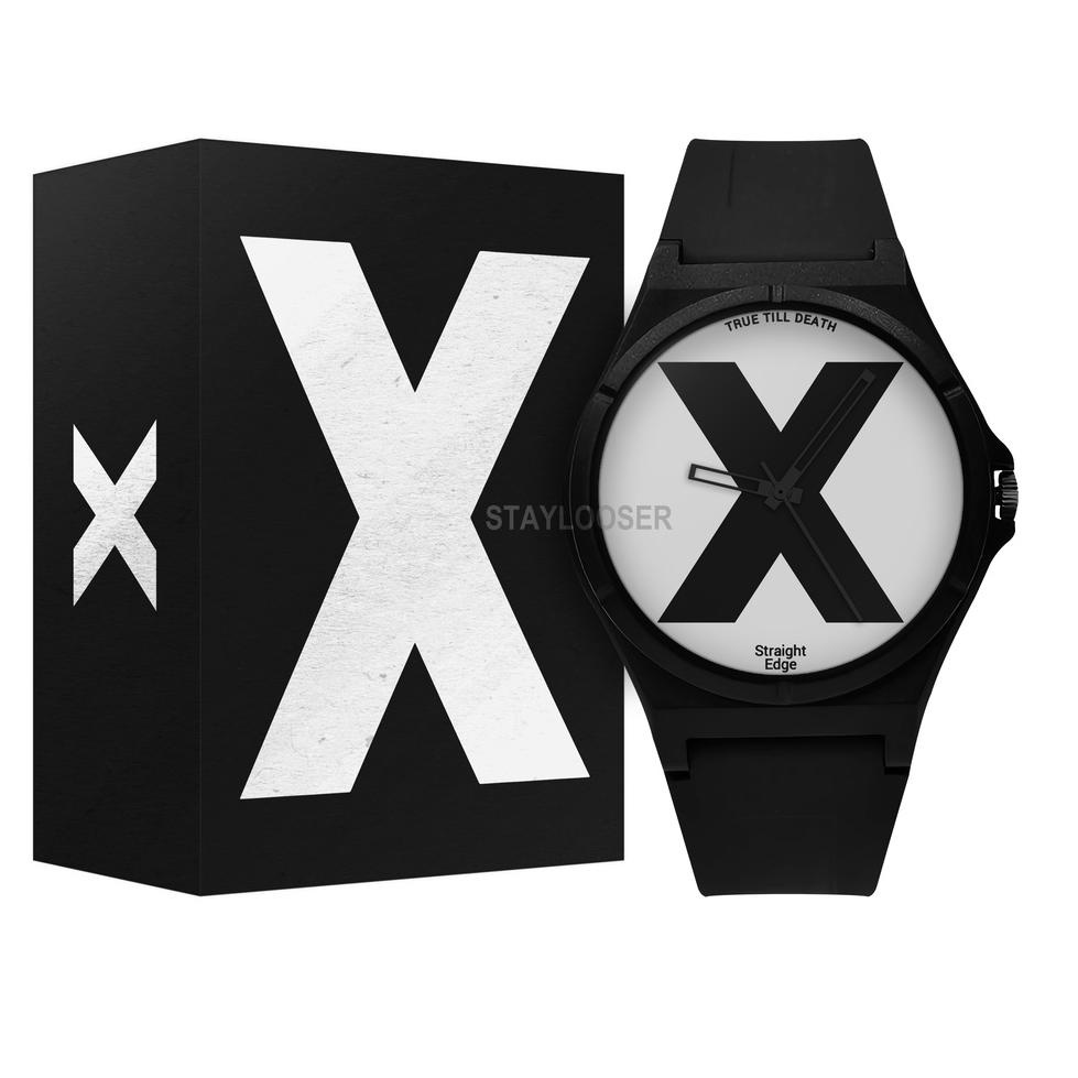 Jual JAM TANGAN PRIA STRAIGHT EDGE CUSTOM X HITAM PUTIH (KODE Y3803