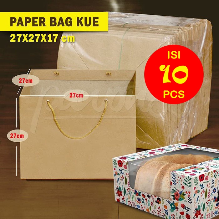 Jual Paper Bag Kotak Dus Box Kue Cake Box 27x27x27 cm ( 10 Pcs