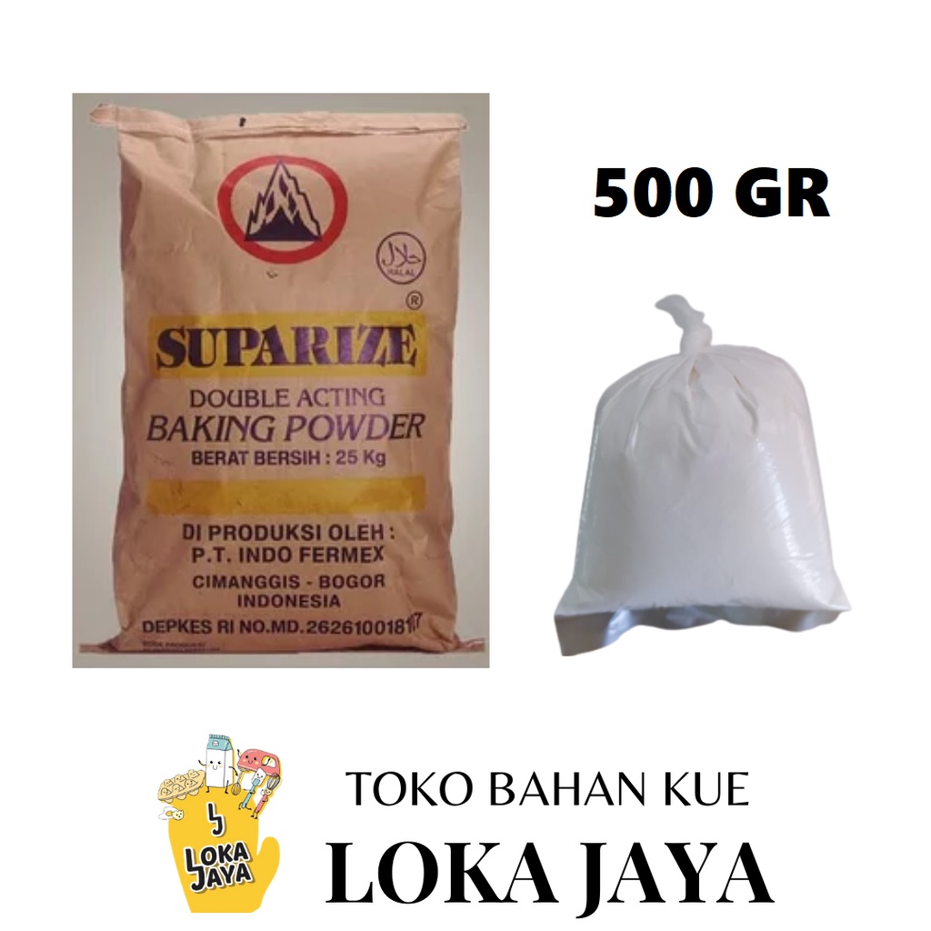 Jual SUPARIZE BAKING POWDER DOUBLE ACTING PENGEMBANG KUE REPACK 500 GR