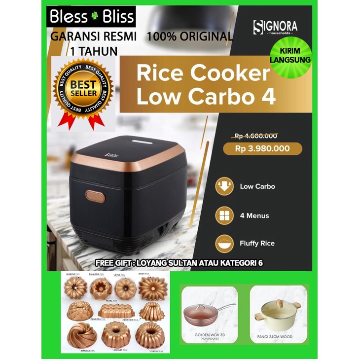 Jual Signora Rice Cooker Low Carbo 4 Jumbo dan Bonus Hadiah Shopee