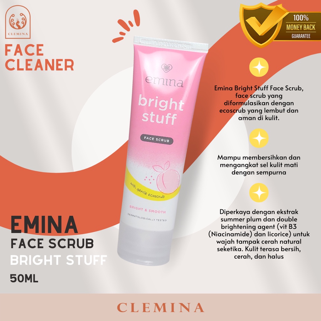 Jual Emina Bright Stuff Face Scrub Wajah Angkat Sel Kulit Mati 50 ml(04)