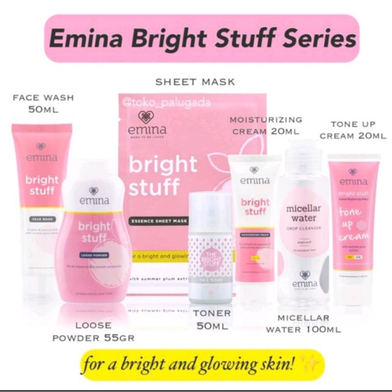 Jual EMINA BRIGHT STUFF SERIES FACIAL WASH & MOISTURIZING CREAM EMINA
