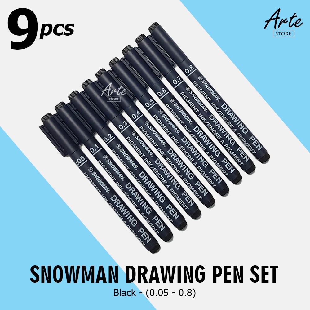 Jual Drawing Pen Snowman Set 12 / 9 / 8 pcs Shopee Indonesia