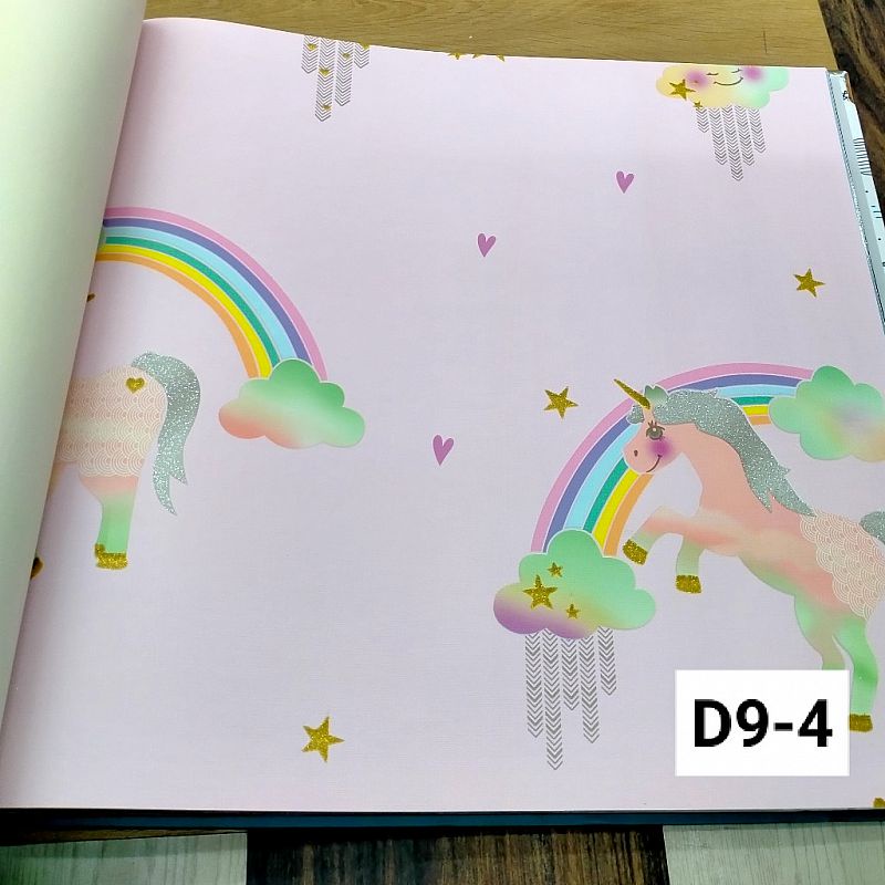 Jual Wallpaper Dinding Unicorn Pink Kuda Poni Lucu Gliter Kuning Biru