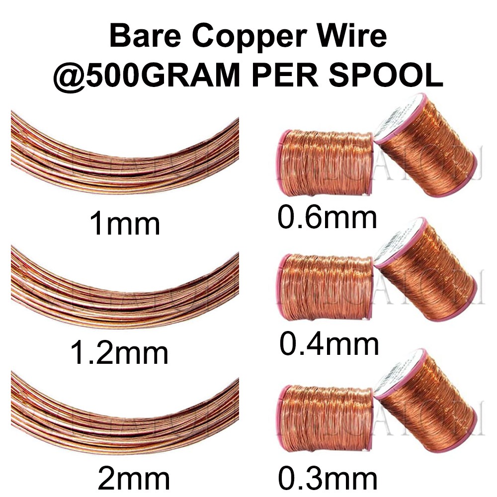 Jual Kawat Non Enamel Bare Copper Wire Per Spool 500 Gram Shopee