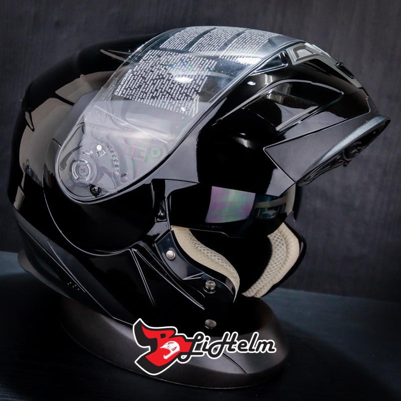 Jual HELM MODULAR ZEUS ZS 3020 SOLID BLACK ZS3020 DOUBLE VISOR