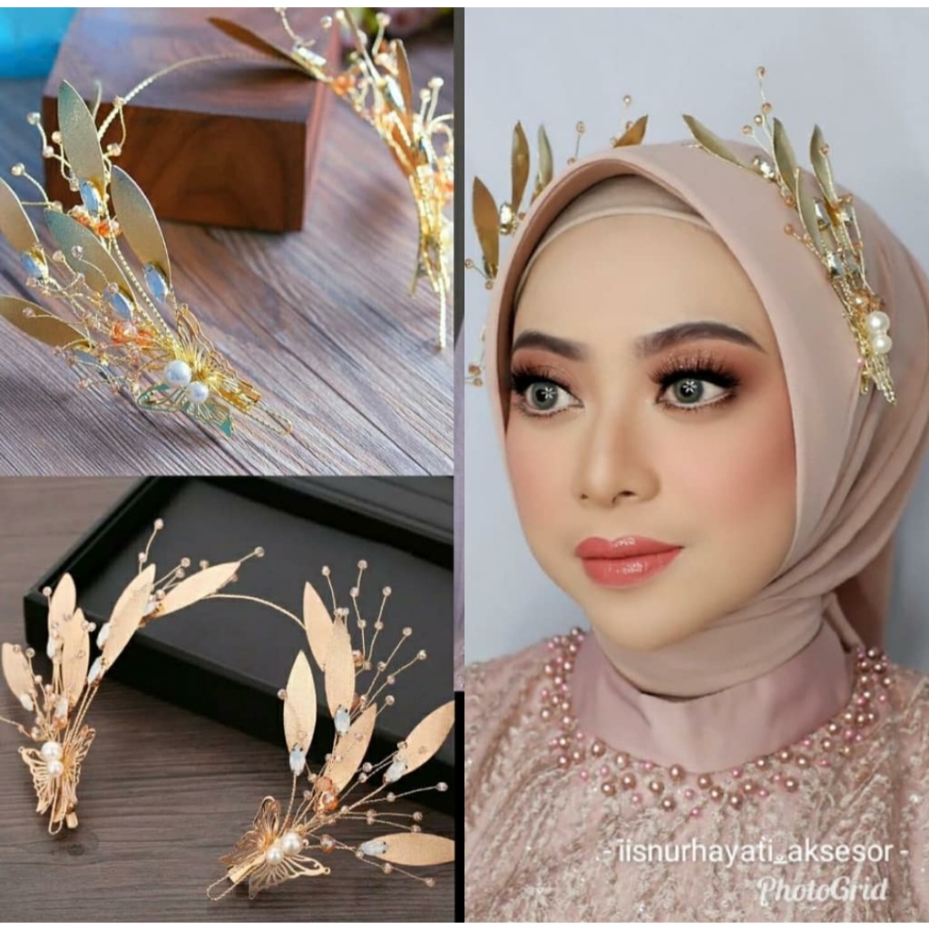 Jual Dahlia Headpiece Hiasan Hijab / Kepala Elegan Mahkota Pengantin