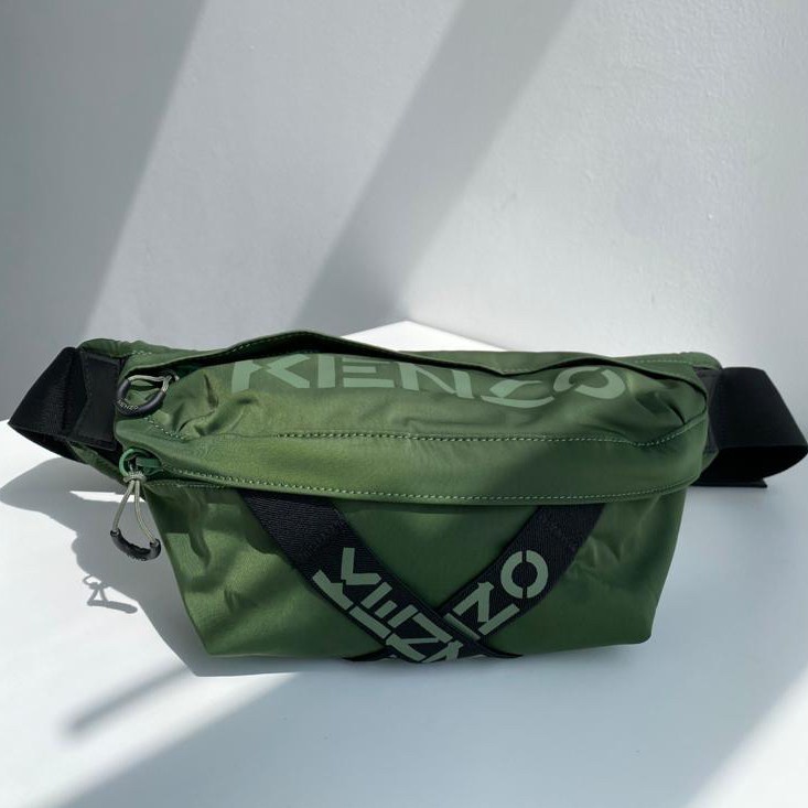 Jual KENZO Belt Bag Mesh Panelled Logo Waist Bag in Green ORIGINAL