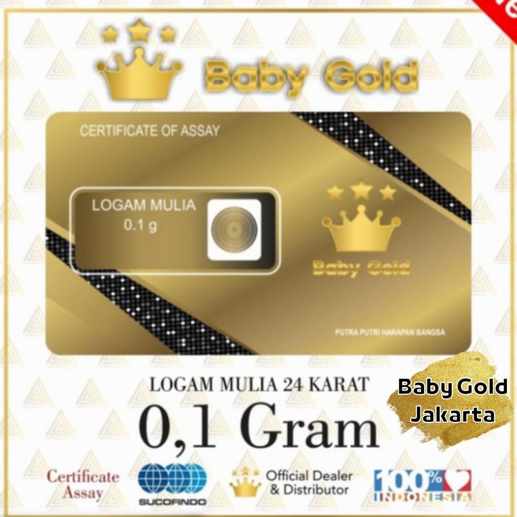 Jual Baby Gold Emas Mini 0,1 gram Logam Mulia 24 Karat 0.1gr BabyGold