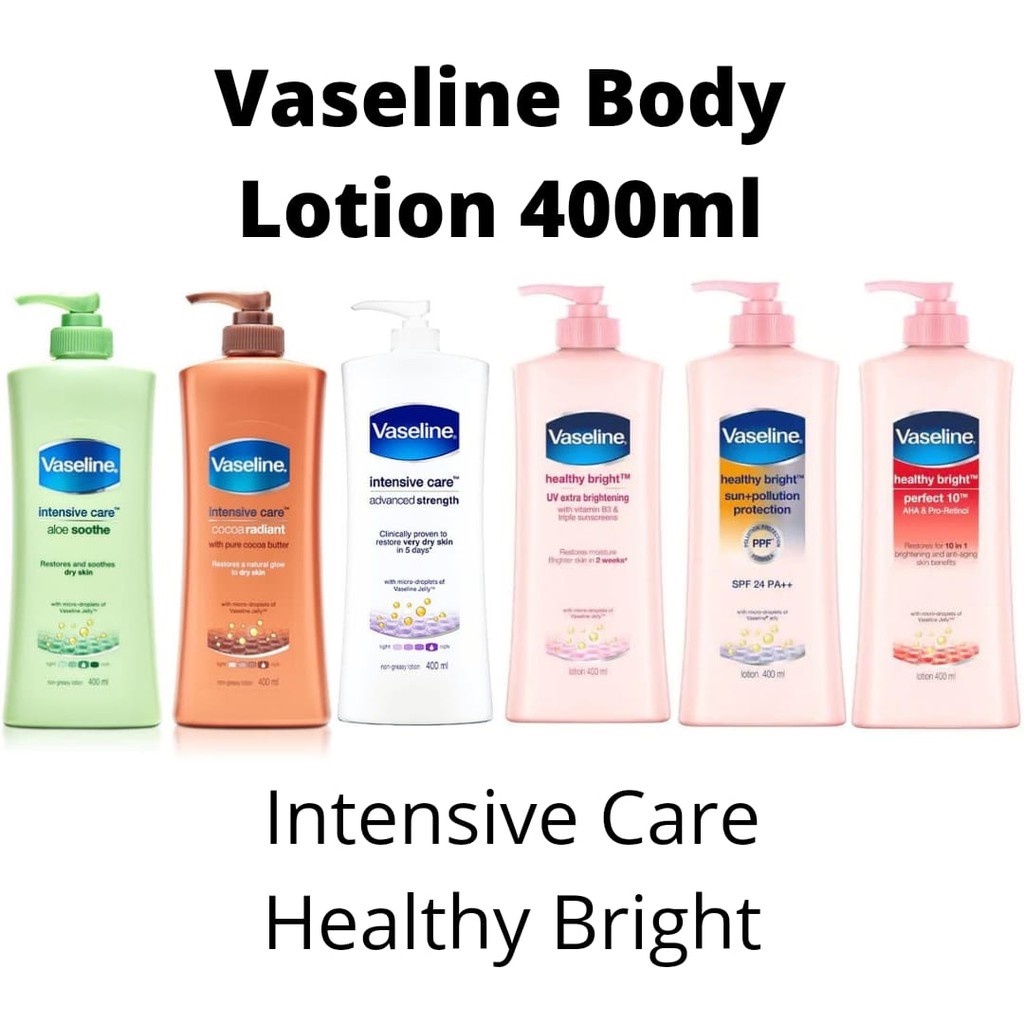 Jual Vaseline Handbody Body Lotion 400ml Aloe Soothe Perfect 10 UV