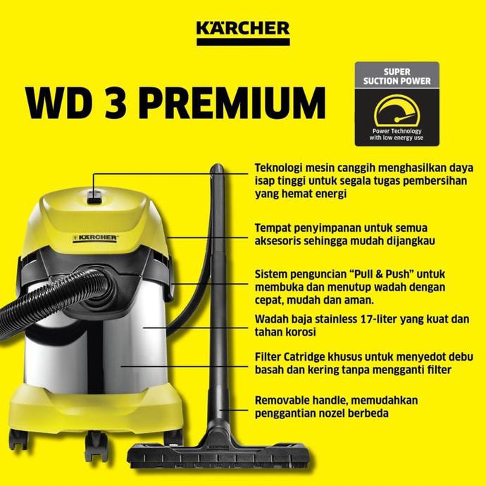 Jual Karcher WD 3 Premium Wet and Dry Vacuum Cleaner WD3 Penyedot Debu Shopee Indonesia
