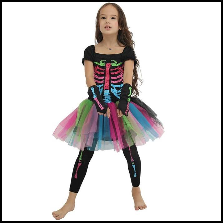 Jual Colourful Skeleton Tutu Halloween Costume Kostum Anak Tengkorak