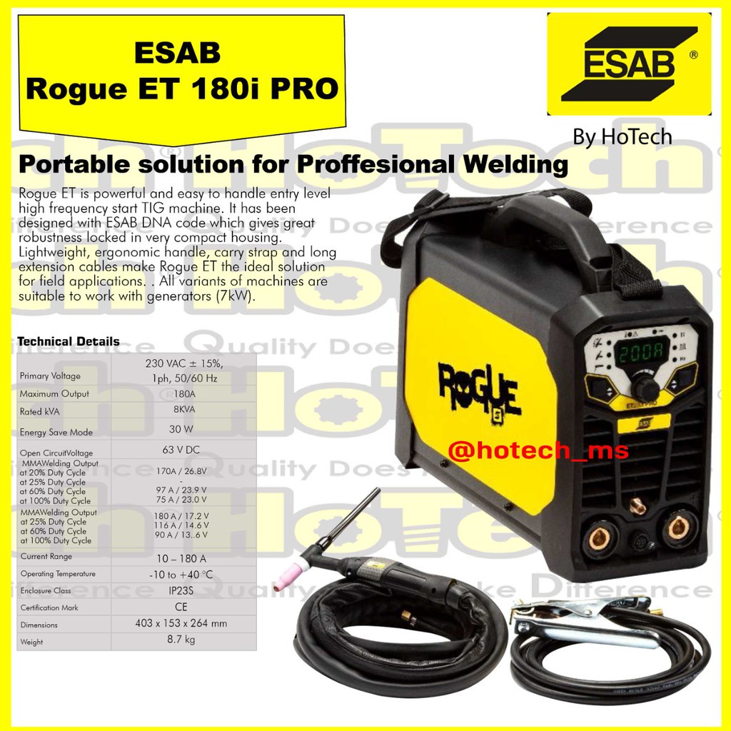 Jual ESAB Rogue ET 180i | TIG 180 | Tig Welding Machine | Mesin Las Tig