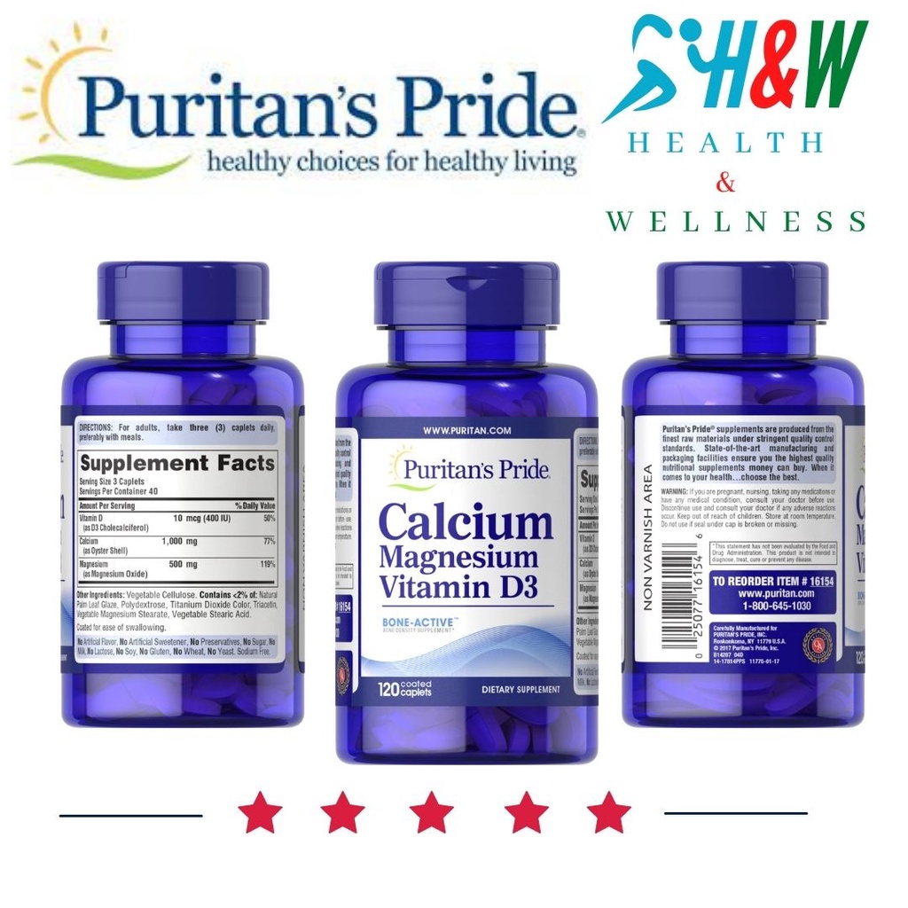 Jual Suplemen Vitamin Puritan Calcium Magnesium + D3 isi 120 tablet