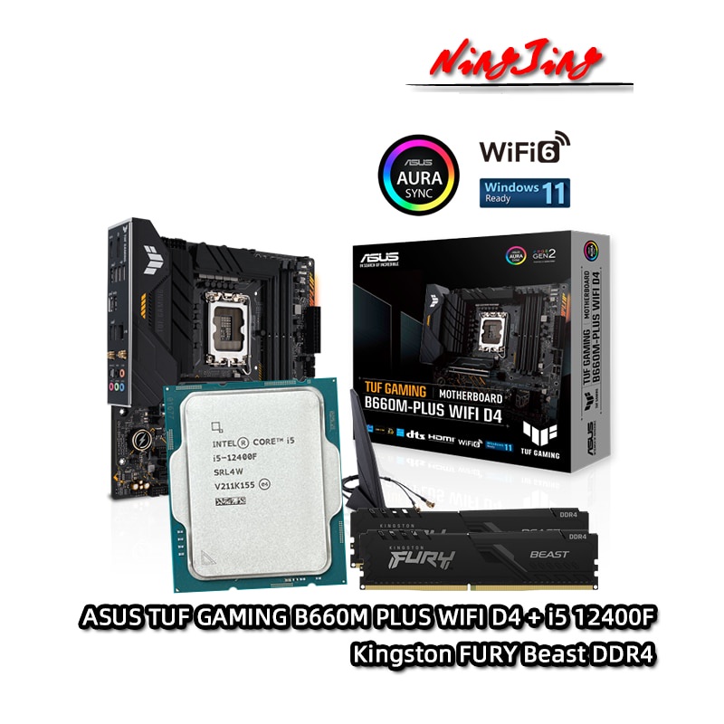 Jual PREORDER Intel i5 12400F CPU + ASUS TUF GAMING B660M PLUS WIFI DDR4 Motherboard + Kingston
