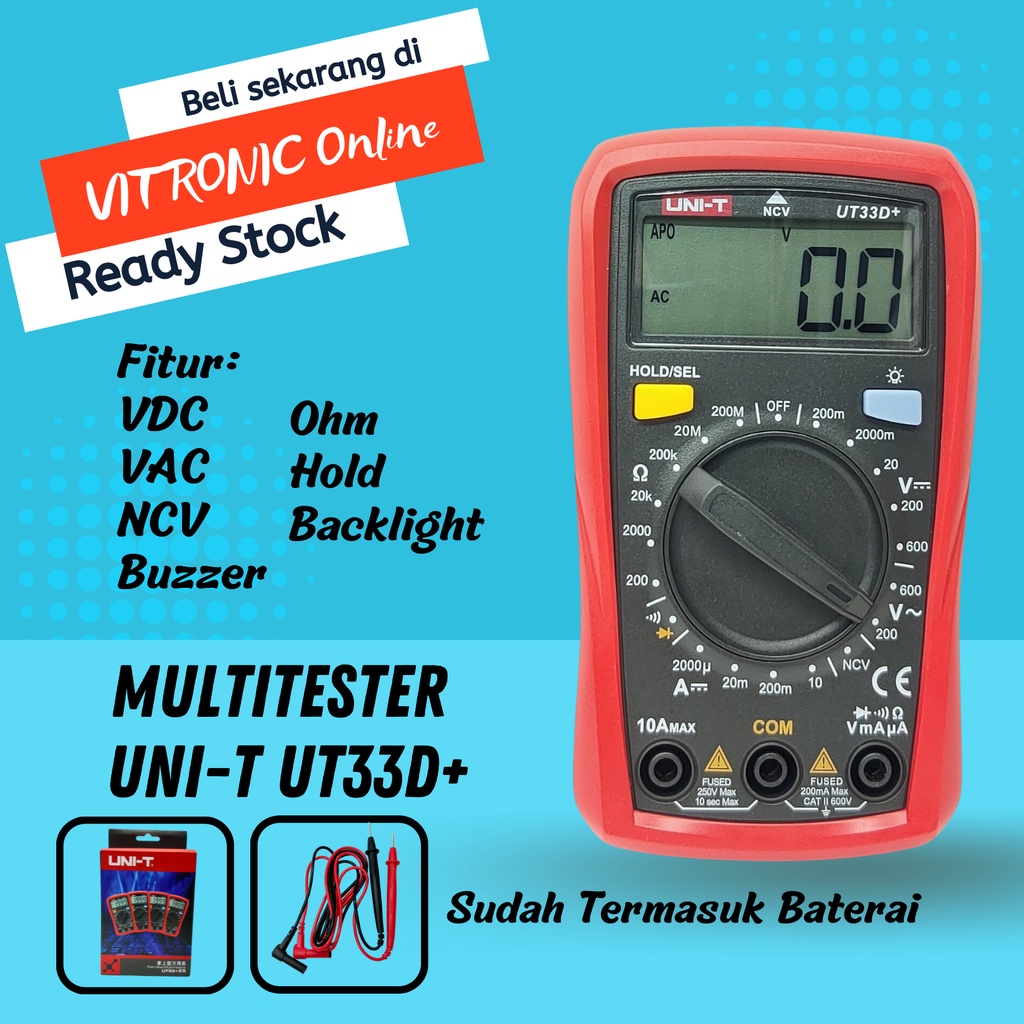Jual Multitester UNIT UT33D+ Multimeter UNIT UT 33D+ Tester NCV