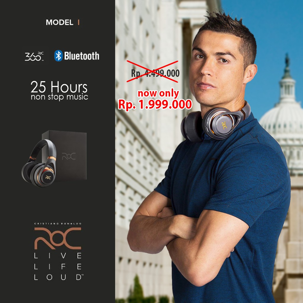 Jual Premium Wireless Headphone ROC I By Cristiano Ronaldo Wireless