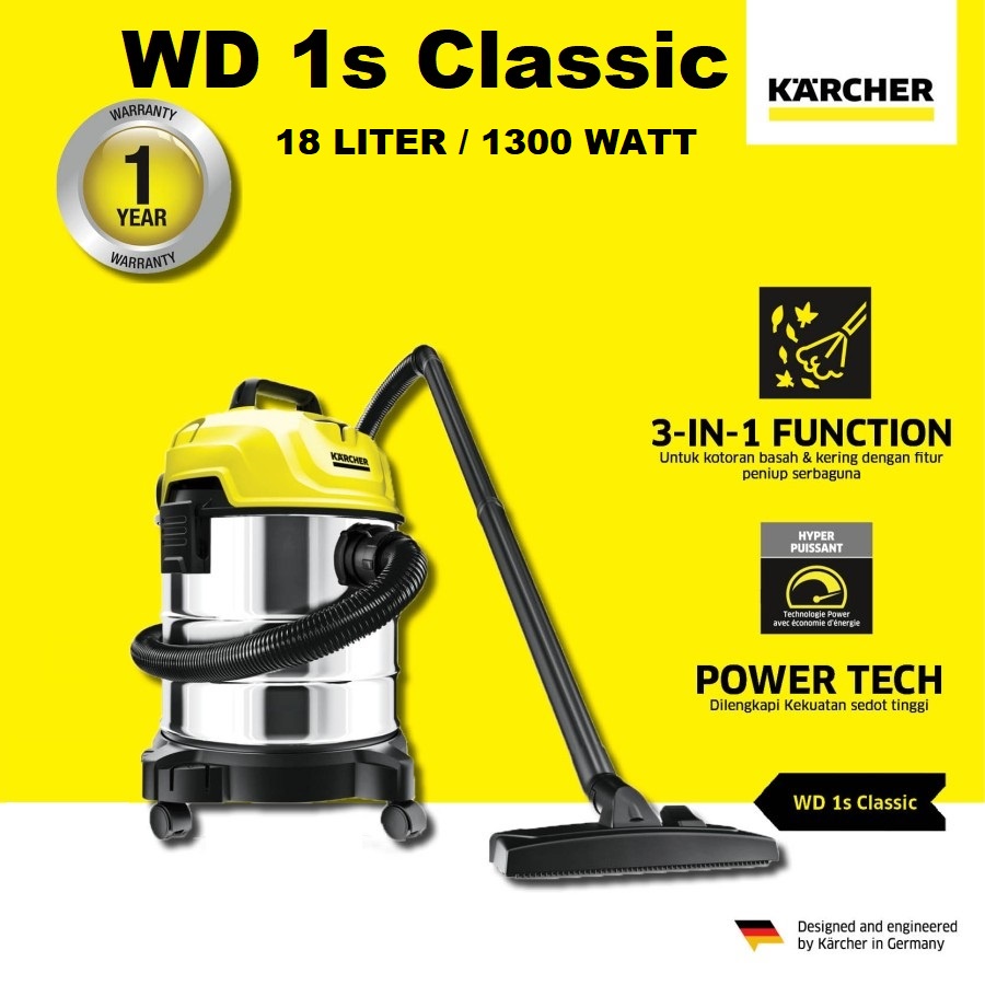 Jual Karcher WD1 Vacuum Cleaner Wet Dry Blow / Karcher WD 1s 18 Liter