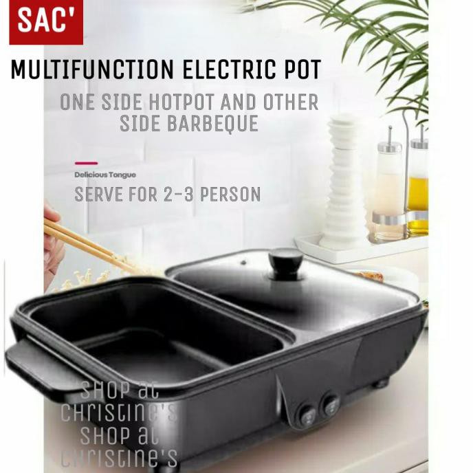 Jual 2 in 1 Electric Grill Pan 2in1 Hotpot BBQ Panci Listrik Serbaguna