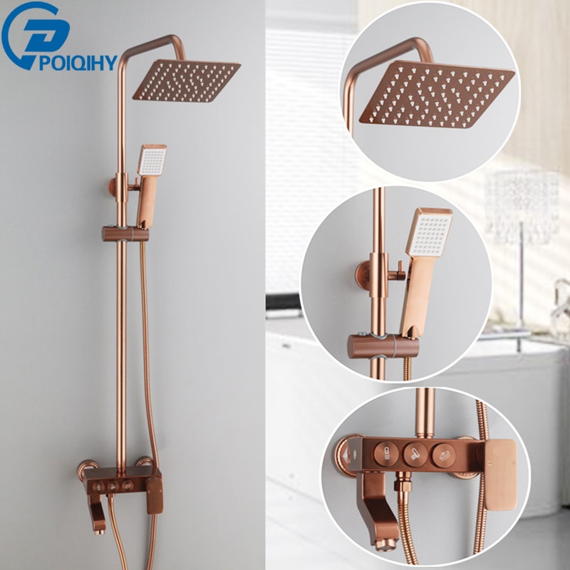 Jual Shower Emas Poiqihy Rose Bathroom Set Black Gold Space Aluminum 8