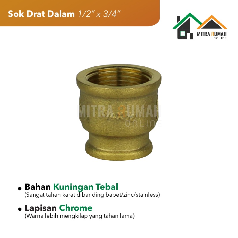Jual Sok / Double Nipple / Doble Nepel / Sambungan Drat Dalam Mur 1/2