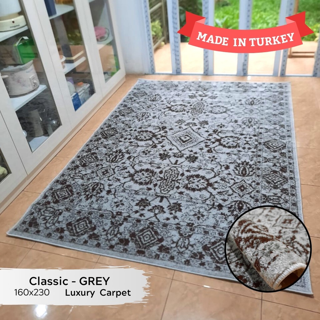 Jual Karpet Turki Import Permadani Asli Turki Uk 160x230 Classic Grey Shopee Indonesia