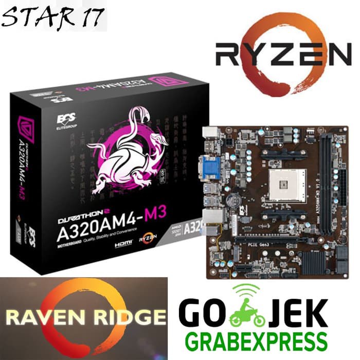 Jual Bagus MOTHERBOARD ECS AM4 FOR AMD RYZEN RAVEN RIDGE A320AM4 M3