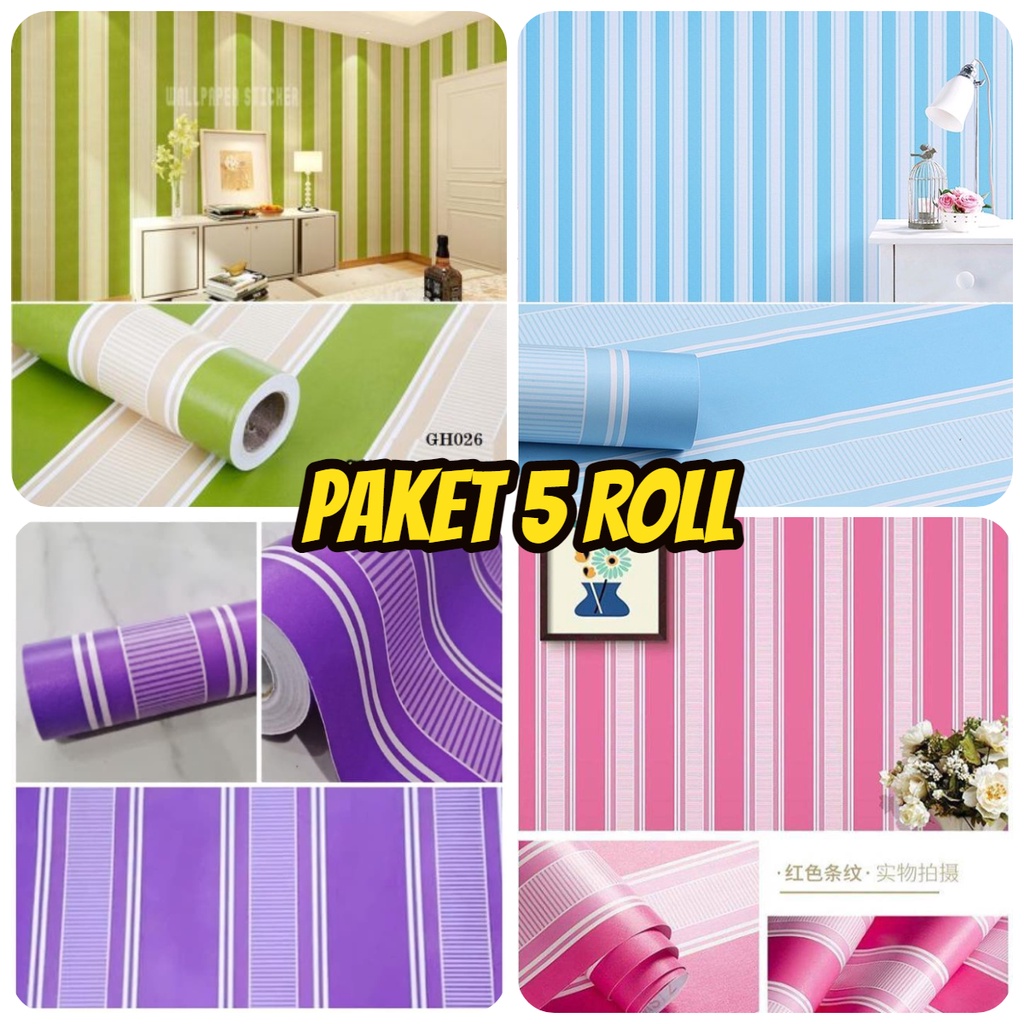 Jual PAKET Wallpaper 5ROLL Stiker Dinding Motif Dan Karakter Premium