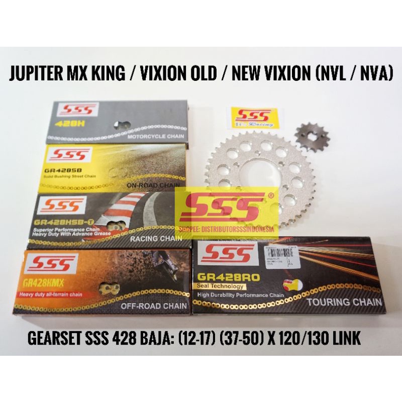Jual GEARSET / GIRSET / GEAR SET/ GIR SET BYSON, VIXION, NEW VIXION LIGHTNING, MT15 SSS / 428 SB