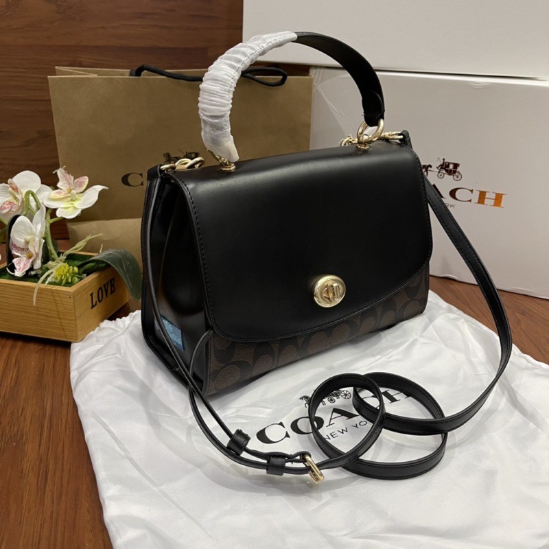 Jual Coach Tilly Top Handle Satchel in Signature Canvas Shopee Indonesia
