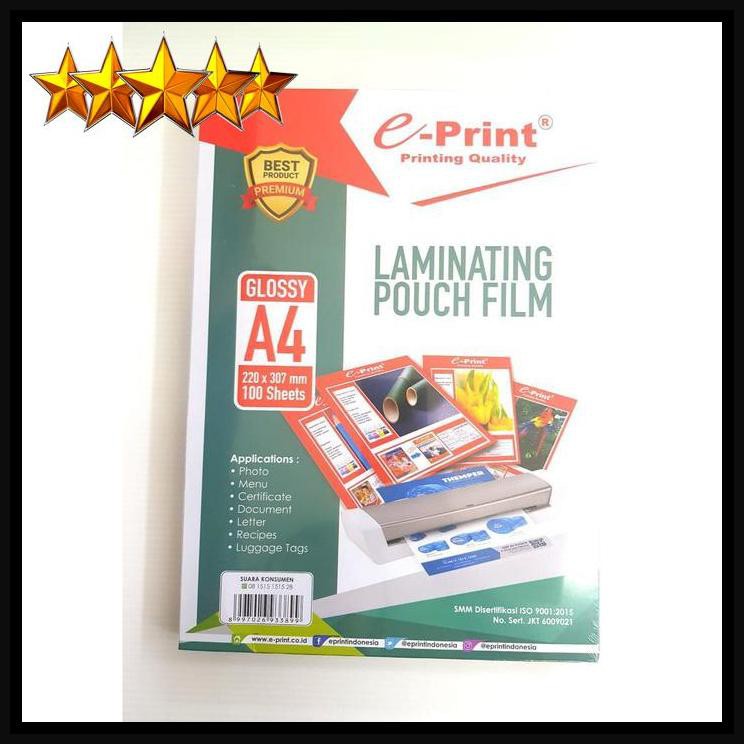 Jual Plastik Laminating A4 Film Pouch EPrint Isi 100 Lembar Termurah