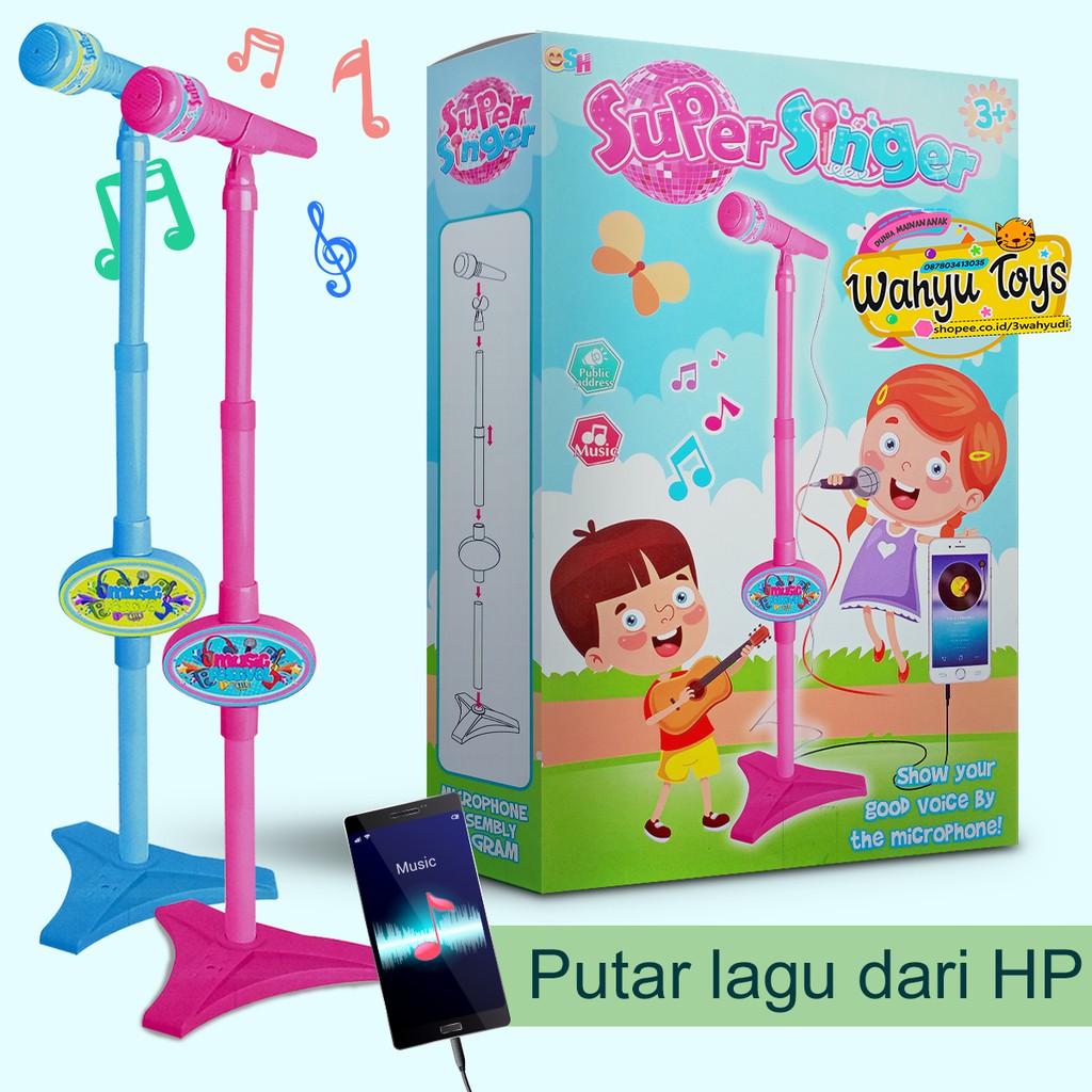 Jual MAINAN MIK KARAOKE ANAK MICROPHONE KARAOKE SUPER SINGER SH1251