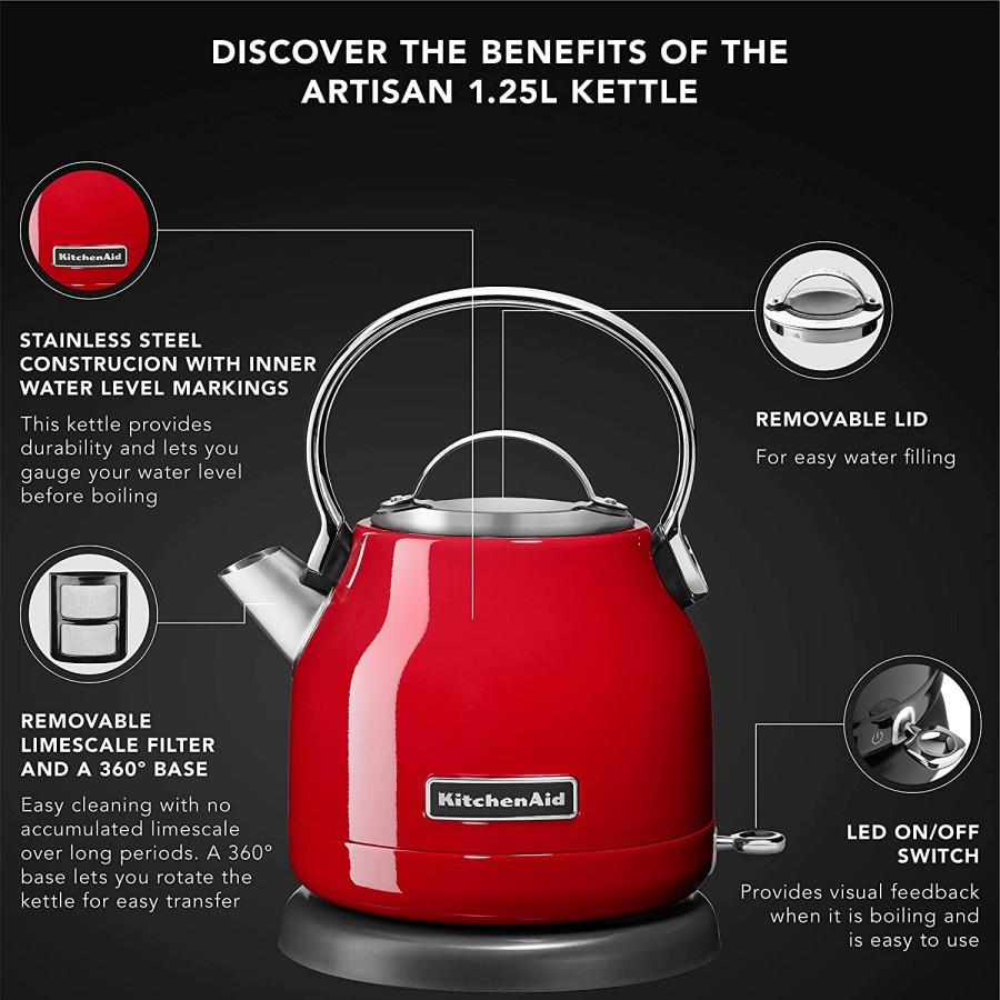 Jual KITCHENAID KETTLE RED 1.25Liter Kitchen Aid 5KEK1222BER Pemanas