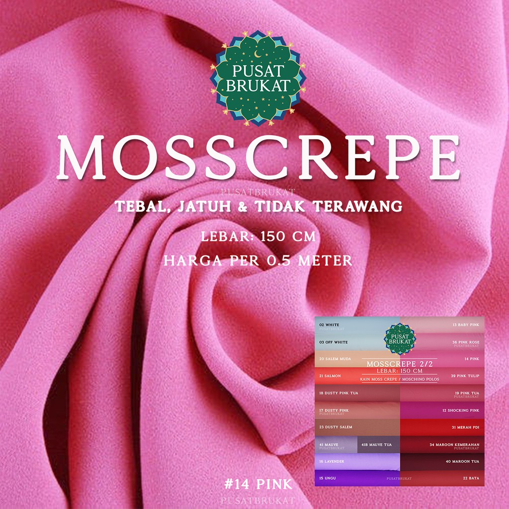 Jual KAIN MOSSCREPE 2/2 BAHAN MOSCREPE METERAN / MOSS CREPE