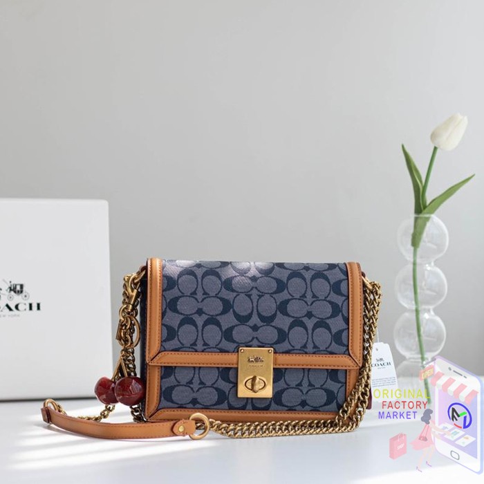 Jual TAS COACH Hutton Shoulder Bag Signature Chambray ORIGINAL Coach