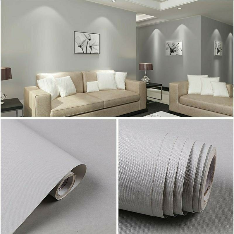 Jual Wallpaper Sticker Dinding Murah Ruang Tamu Terlaris Polos Abu Muda