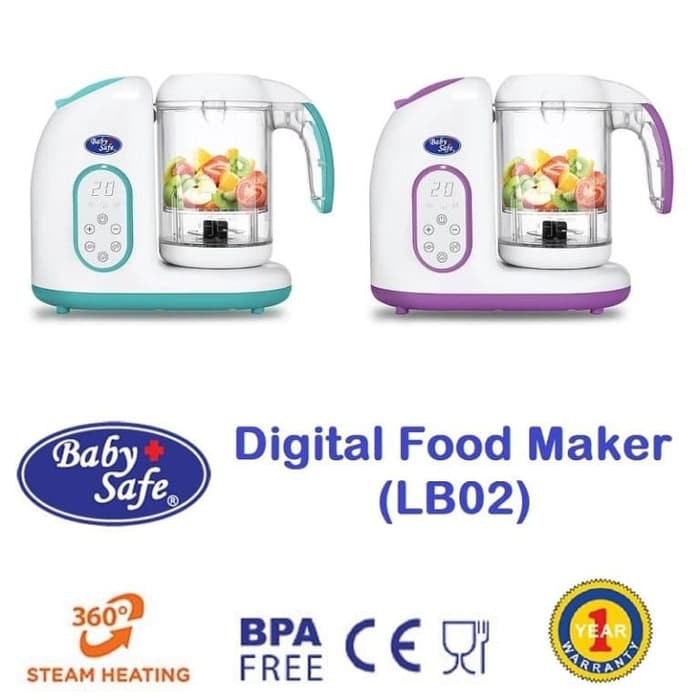 Jual Promo Baby Safe LB02 Digital Food Maker Blender Steam Alat Pembuat Makanan Ungu No