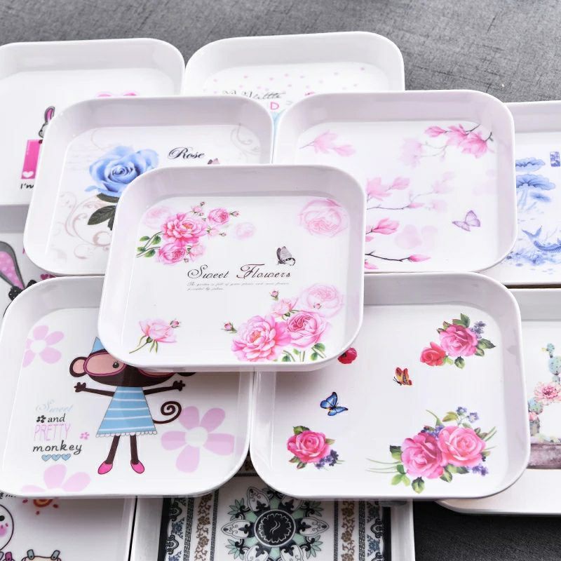 Jual Piring snack Piring Kue Melamin Ulang Tahun Kotak dan Bulat