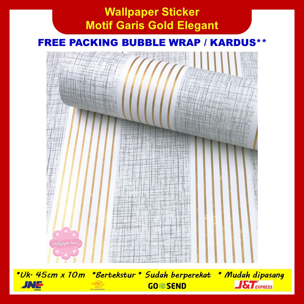 Jual Wallpaper Sticker Dinding Garis Gold Elegant Walpaper Stiker