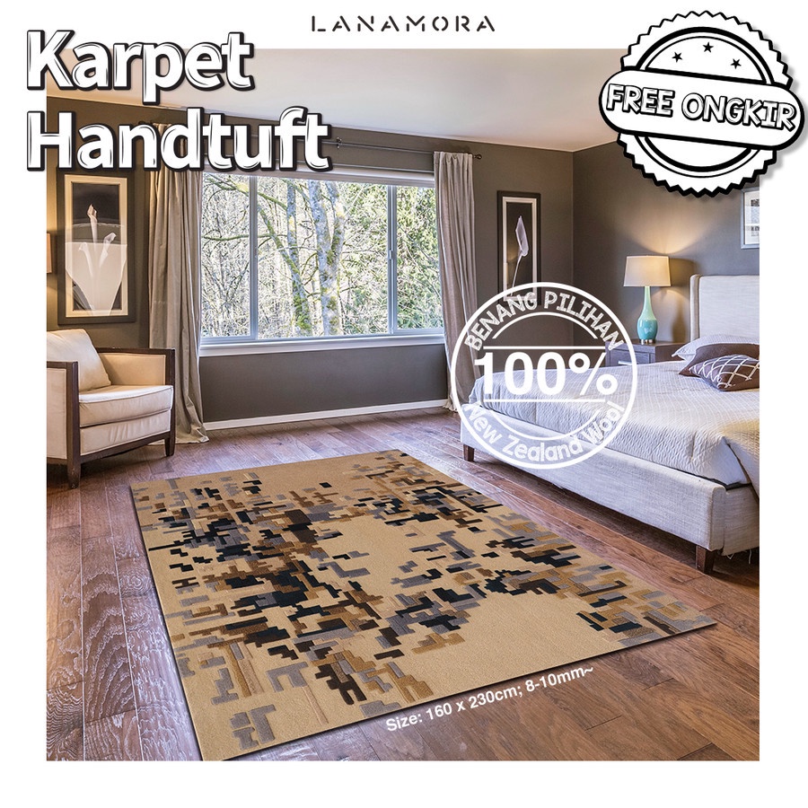 Jual Karpet Handtuft Premium Wool Mewah Modern D004 Brown 160x230 cm