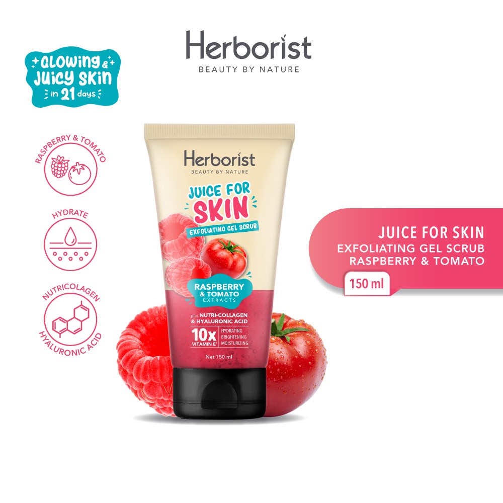 Jual Herborist Juice For Skin Exfoliating Gel Scrub Raspberry & Tomato