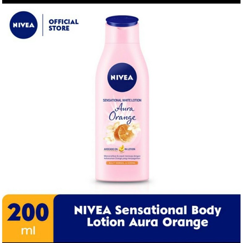 Jual NIVEA BODY CARE SENSATIONAL WHITE BODY LOTION AURA ORANGE 200ML