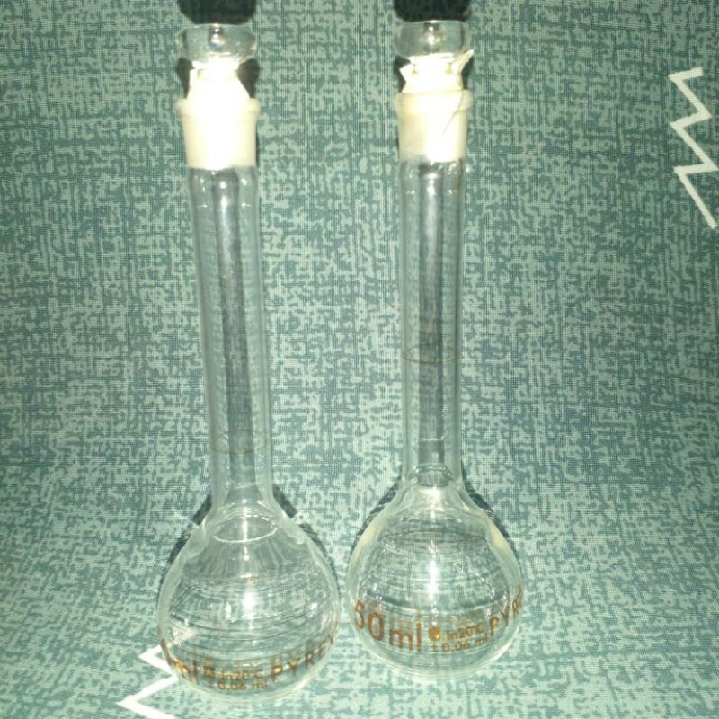Jual labu ukur, volumetric flask 50 ml pyrex Shopee Indonesia