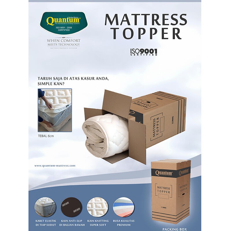 Jual PALING MURAH QUANTUM MATTRESS TOPPER PUTIH PELINDUNG KASUR 6CM