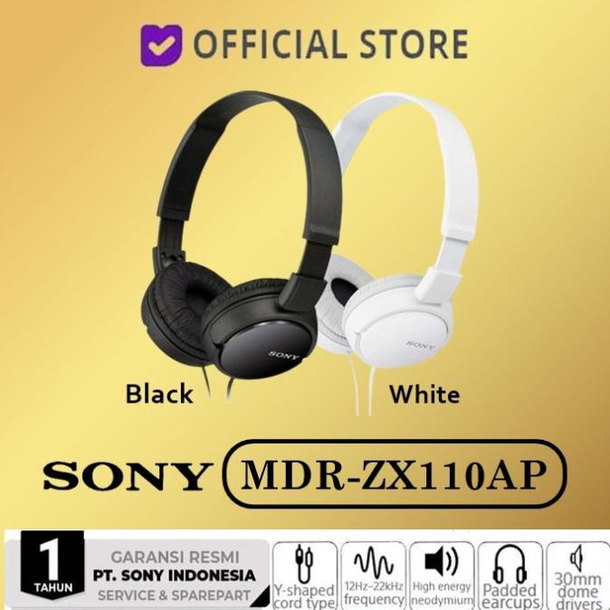 Jual Sony Headphones MDR ZX110 AP / MDRZX110AP Black Shopee Indonesia