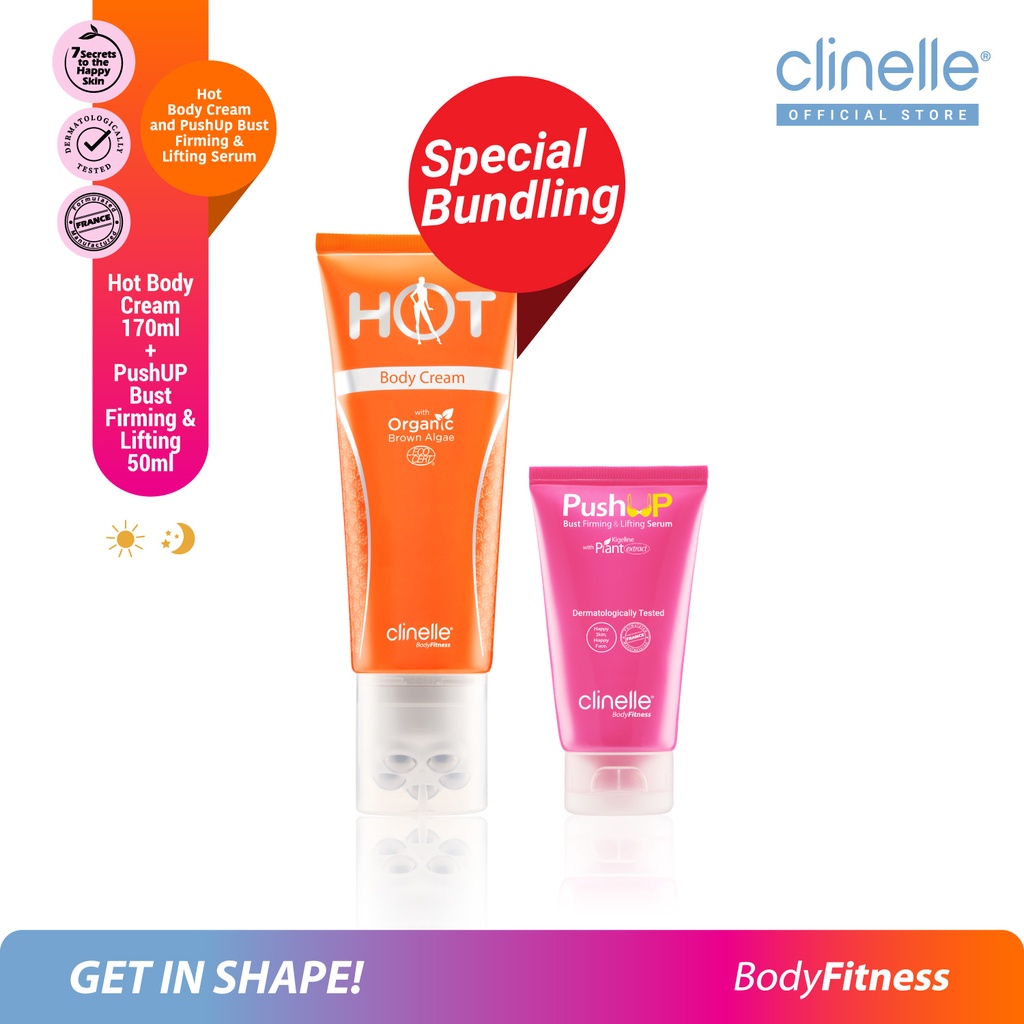 Jual [Bundle] CLINELLE Hot Body Cream 170 mL + PushUp Bust Firming