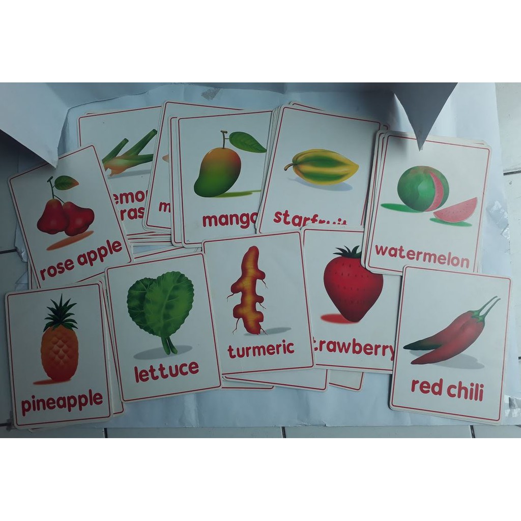 Jual Flash Card Buah, Sayur dan Rempah (ukuran besar, 60 lembar