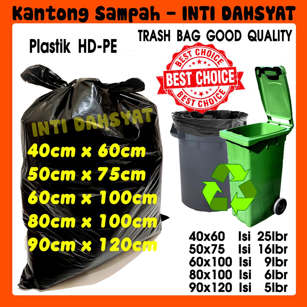 Jual Kantong Plastik Sampah Trash Bag HDPE Hitam ukuran 40x60, 50x75