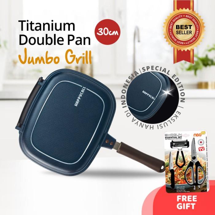 Jual Happycall Titanium Double Pan Jumbo Grill Blue Shopee Indonesia